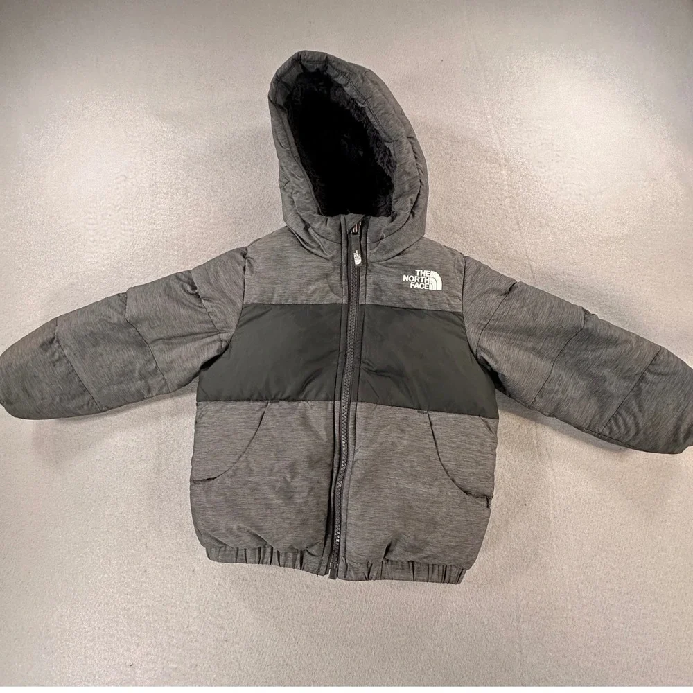 The North Face Toddler Moondoggy 2.0 Down Jacket Grey Black 550 Fill Puffer 2T